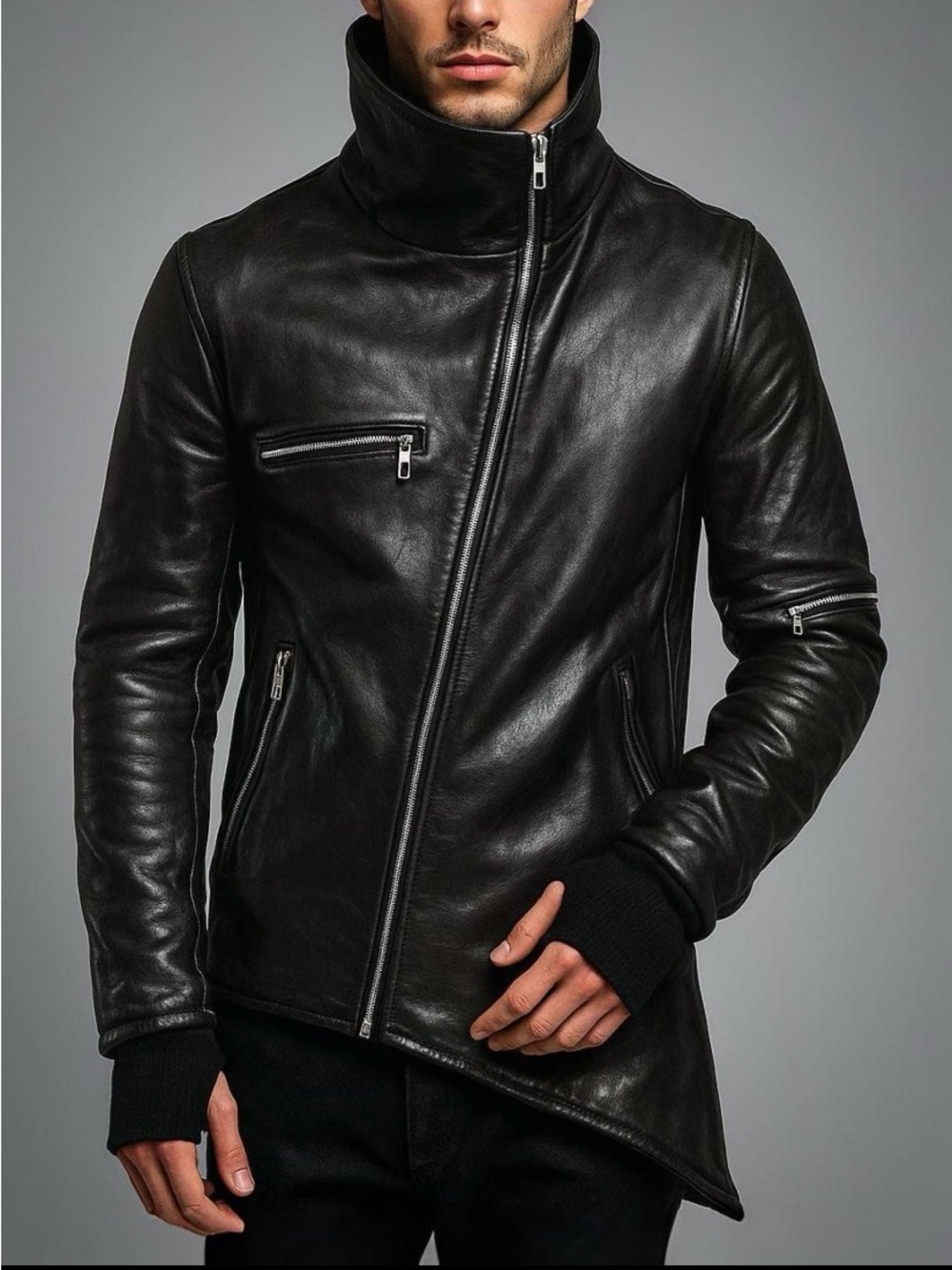 Asymmetrical Avant-garde Cyberpunk Biker Jacket